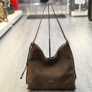 啄木鸟女包2026新款磨砂皮松驰感水桶包大容量包包轻奢腋下斜挎包