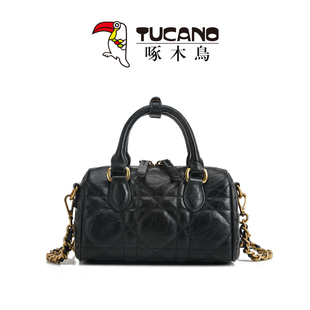 啄木鸟女包2026新款 包包超火波士顿包菱格链条长方形手提斜挎包潮