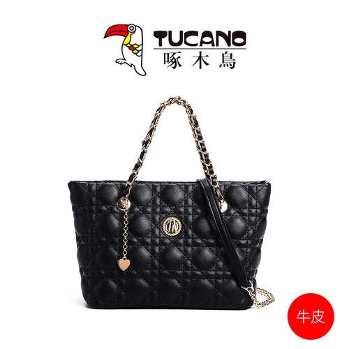 啄木鸟真皮菱格包包轻奢小香风