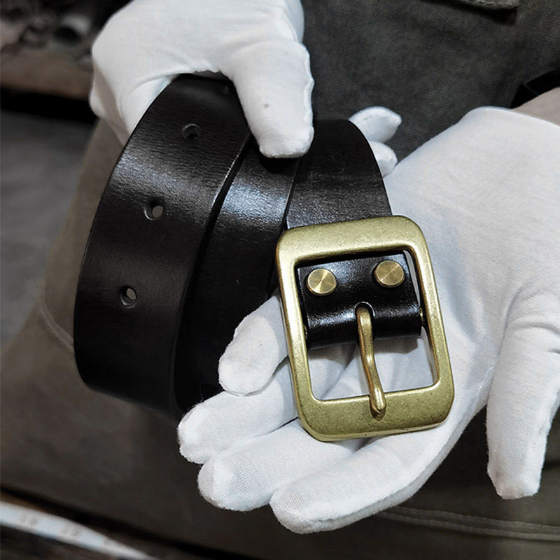 工匠老奴手工头层牛皮真皮复古休闲纯铜扣头针扣男士休闲男士腰带