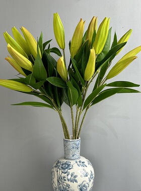 软胶百合花蕾仿真花家居装饰插花配材手捧花百合花苞含苞待放百合