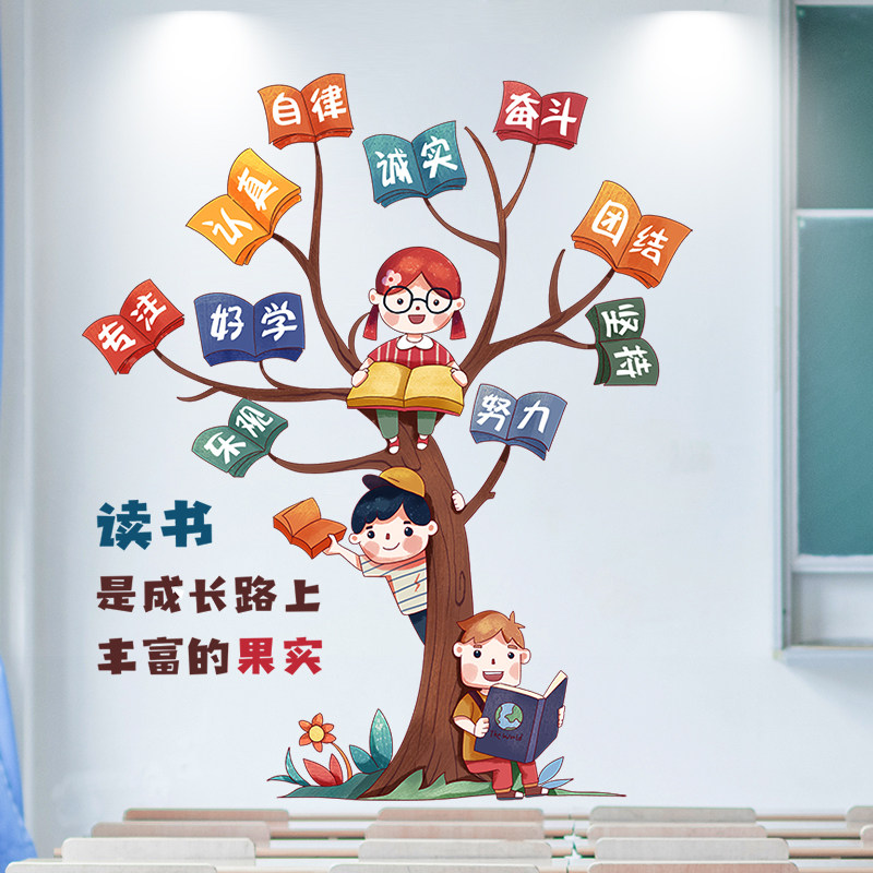自律墙贴纸中小学教室班级文化建设墙面装饰学习氛围布置墙画自粘