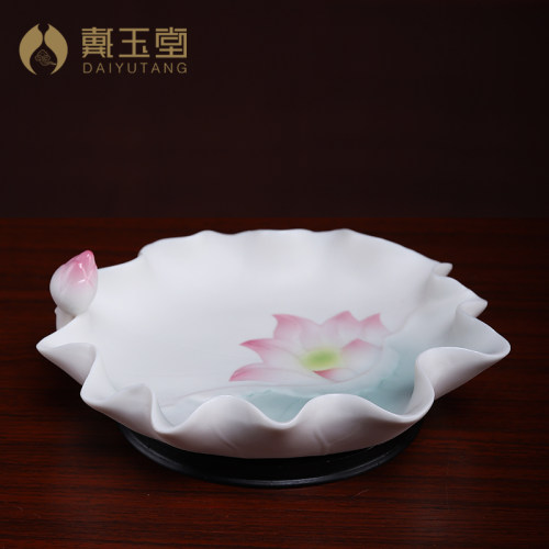 戴玉堂佛具陶瓷莲花果盘佛堂佛前供佛贡品水果供盘果碟室内覆古盘