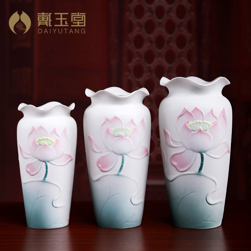 戴玉堂陶瓷客厅供佛花瓶观音净水瓶莲花瓶佛前供花插花瓶佛堂装饰