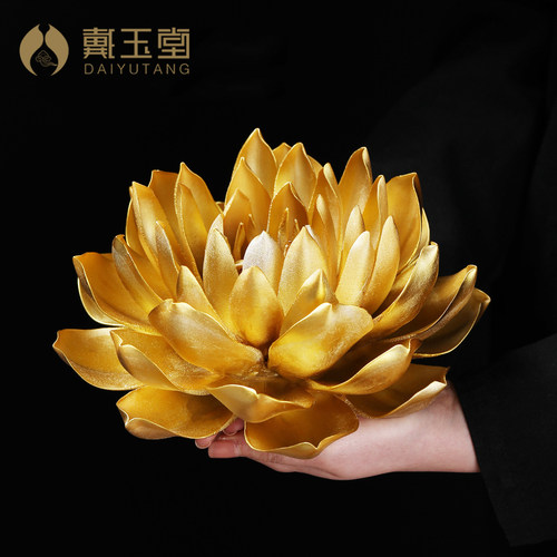 戴玉堂陶瓷金色禅意莲花佛前供花