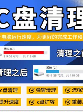 C盘清理工具在线远程安装电脑维修磁盘分区扩容广告弹窗垃圾软件