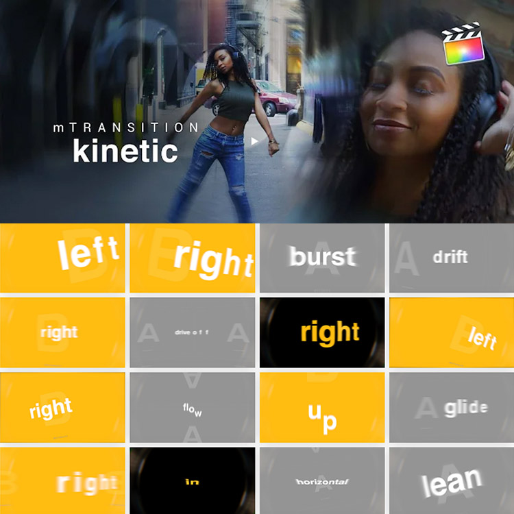 FCPX插件-50个动态快闪缩放移动旋转文字标题转场预设-封面