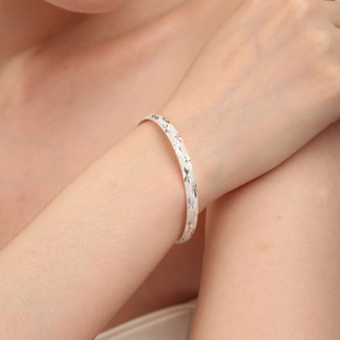 s999纯银满天星手镯款 小众实心古法足银手镯女友老婆礼物 2025新款