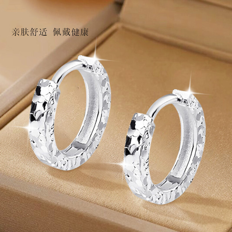 纯银碎冰冰耳扣女款爆闪足银999