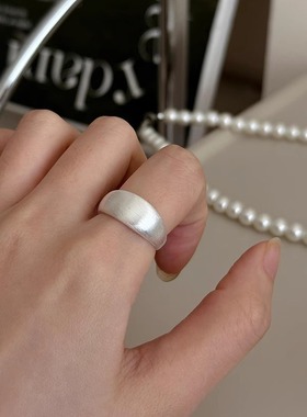 999纯银戒指男素圈古法可调节雾