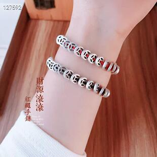 招财纳福纯银铜钱币手链男女足银999蛇年本命年情侣编织手绳复古