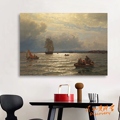 装饰画挂画 奥斯陆湾入海口 Gude 欧式风景画 客厅餐厅卧室墙画