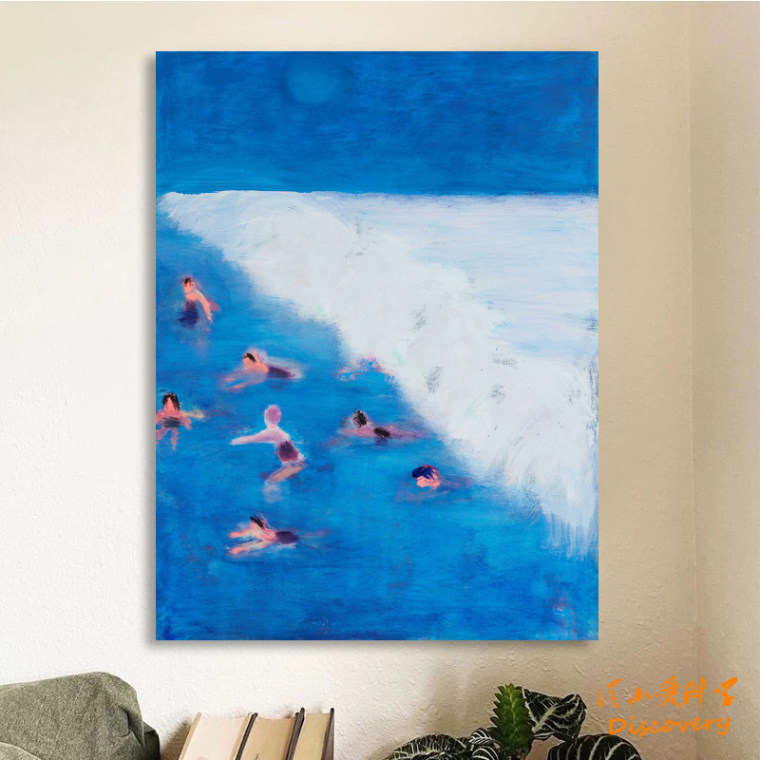 白浪 当代艺术梦幻抽象风景人物装饰画客厅餐厅玄关挂画无框画