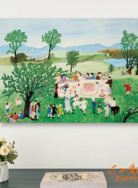 装饰画挂画 生日蛋糕 摩西奶奶 Moses 现代简约童趣温馨风景画
