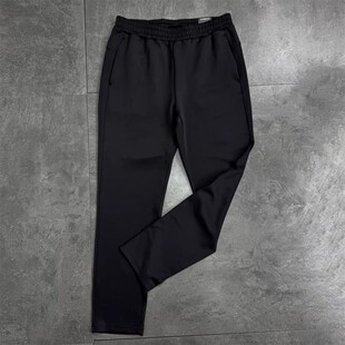 纯黑色系带长裤 松紧腰弹力抗皱锥形小直筒休闲裤 春夏季 2026年韩版