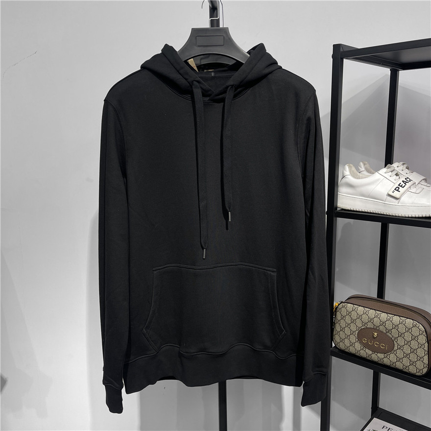 2025年男士春季新品韩版仙鹤刺绣外套潮纯黑色直筒卫衣连帽衫潮