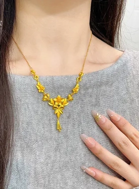 流苏婚嫁项链时尚精致金店沙金套链同款幸福之花朵送女友花三生花