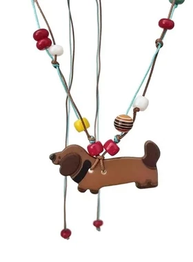 腊肠狗项链日常彩色苹果多巴胺百搭萌趣爱心配饰品夏天女可爱长款