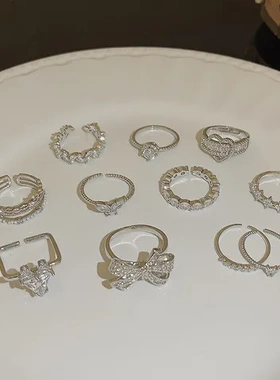 蝴蝶小众开口戒指设计感潮女轻奢微镶食指锆石戒指环ins素圈