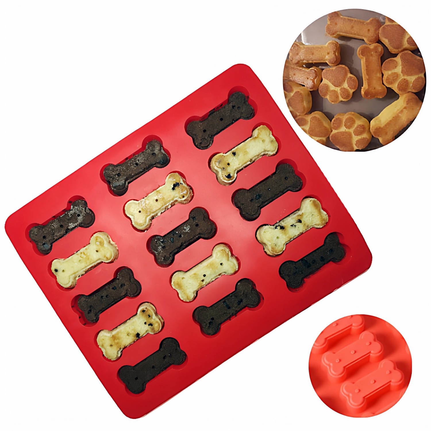15连狗骨头蛋糕模具 掌印形状硅胶烘焙模具 西点心饼干巧克力模