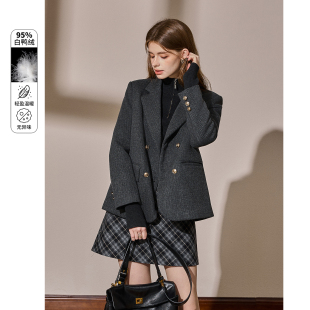 95白鸭绒外套 新款 库恩玛维OL气质轻熟风西装 领羽绒服女2025年冬季