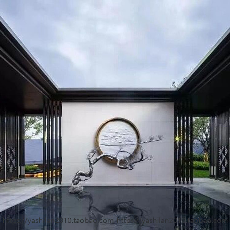 不锈钢枯松树山水侘寂美学雕塑造景地产住宅商业酒店会所艺术装置