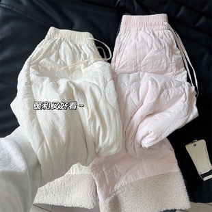 小个子防风加绒加厚阔腿裤 摇粒绒棉裤 东北防寒裤 秋冬季 女2025新款