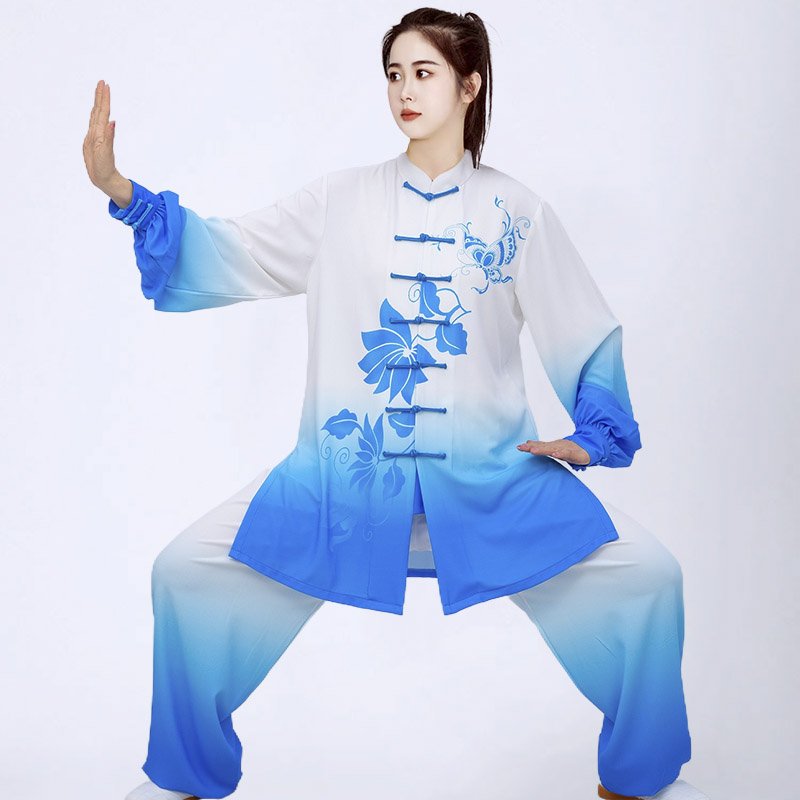 新款飘逸太极服女春秋套装女式长拳武术比赛服太极拳八段锦演出服