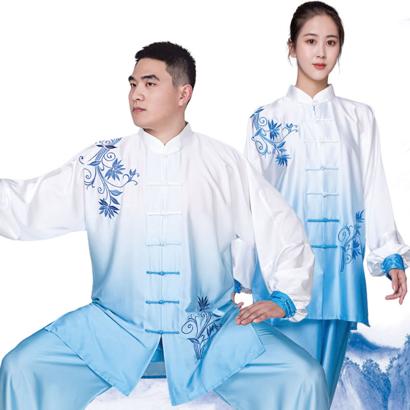 太极服女新款小和山渐变色八段锦练功服春秋飘逸太极拳男演出服