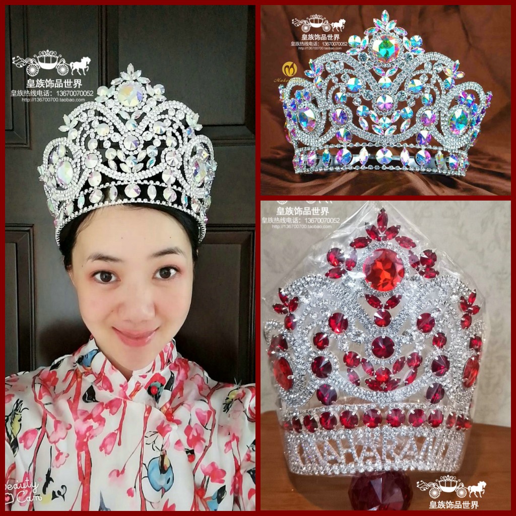 豪華氣派選美大皇冠后冠頒獎典禮佳麗頭飾可定制做加字母皇冠