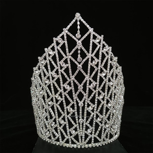 欧美热销新娘皇冠头饰颁奖简约饰品奢华水滴水钻选美大皇冠 Crown