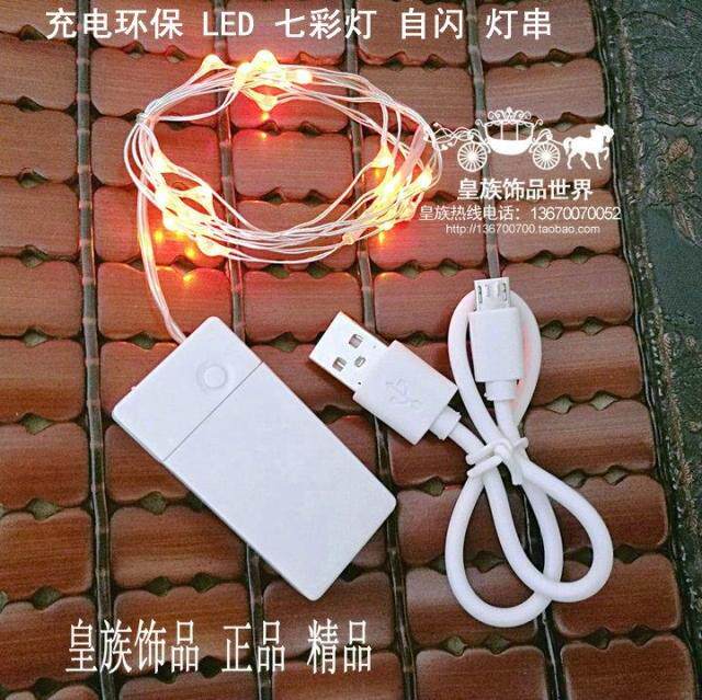 皇族充电款环保LED灯串自闪七彩爆款迷你铜线银线发光灯灯光