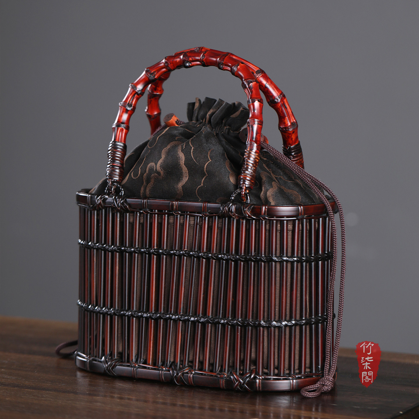 香云纱竹编包竹条手提包女包