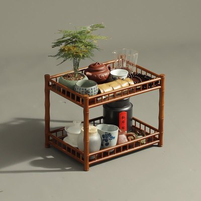 中式大号紫竹茶棚展示架晾杯架茶具收纳柜博古架茶杯架桌面置物架
