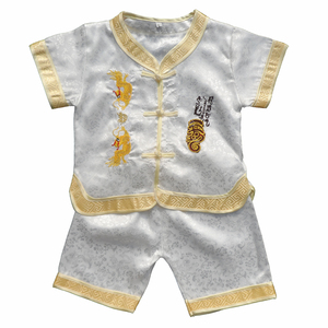 男童唐装夏季短袖汉服古装宝宝周岁抓周礼服套装2-3岁儿童夏装