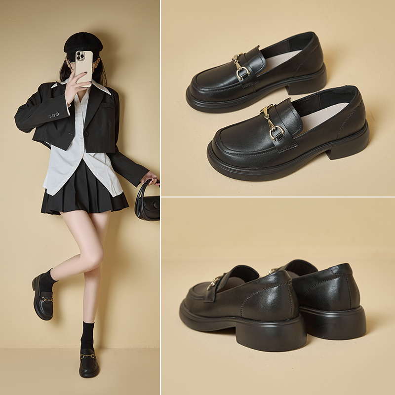 乐福鞋女春秋新款女鞋百搭黑色