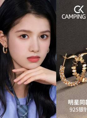 巴黎【设计师】轻奢圈圈大耳环女2026新款爆款耳饰高级感金色耳扣