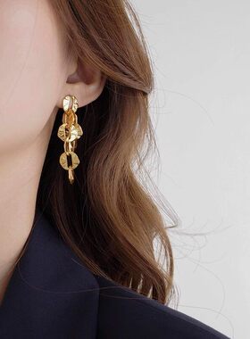 巴黎【设计师】复古圆圈流苏耳环轻奢独特高级感显脸瘦长款耳钉