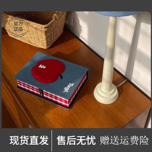 Tagi.鼓鼓苹果大容量双层书本镜子首饰收纳布艺搭扣盒木质首饰盒