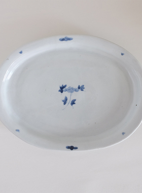 九谷烧 文吉窯 8寸平盘 手绘大皿椭圆 日本直邮