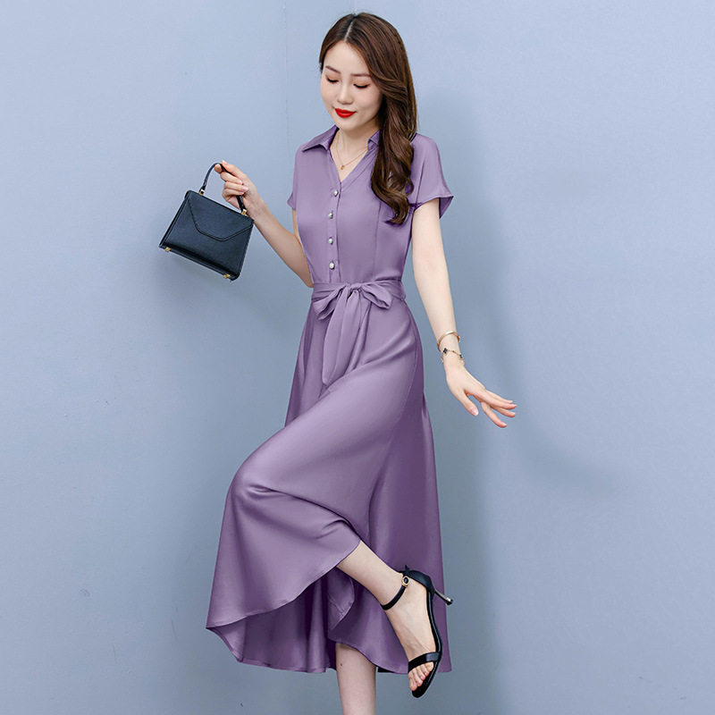 唯品会特卖清仓特价处理断码真丝醋酸桑蚕丝连衣裙女装品牌正品