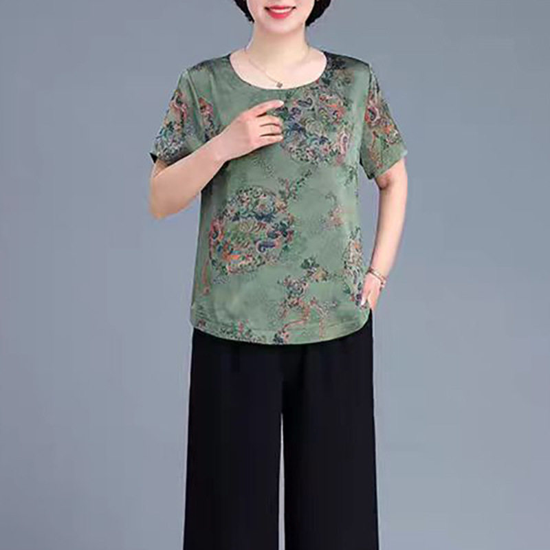 唯品会特卖清仓处理断码短袖香云纱桑蚕丝真丝上衣女装品牌正品夏