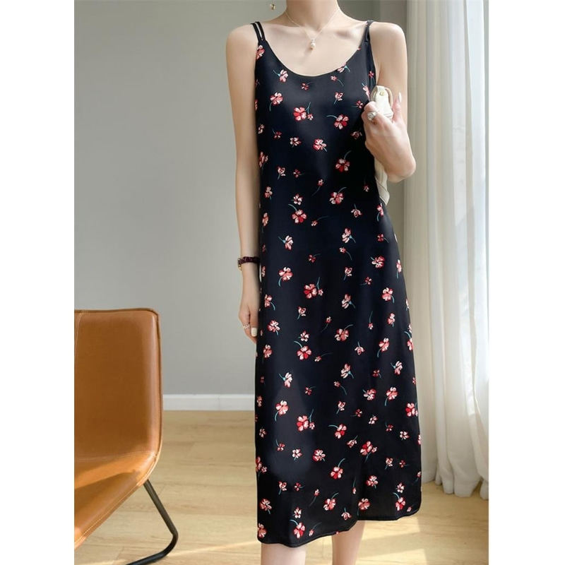 官网特卖唯品会京东无袖真丝桑蚕丝连衣裙断码夏女装千百惠旗舰店