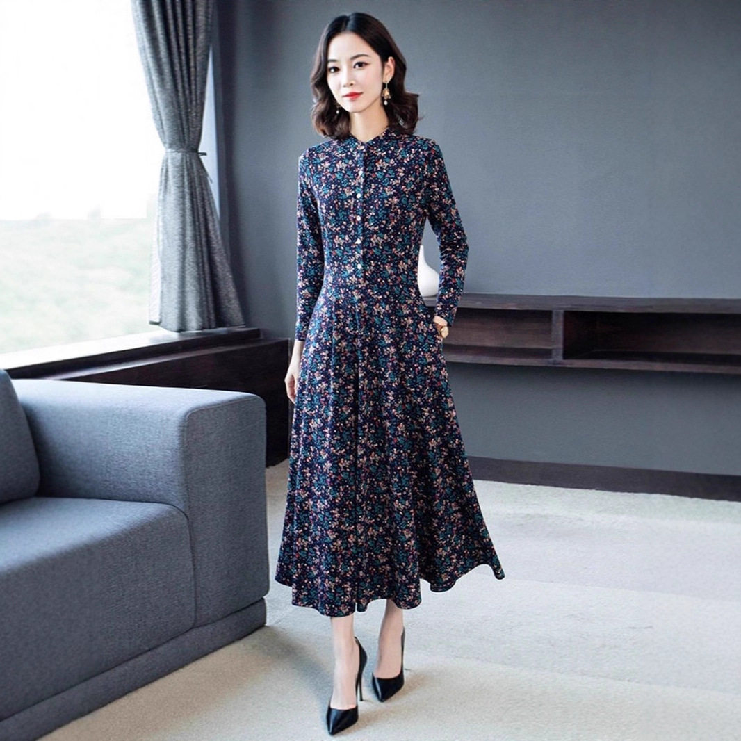 潮唯品会特卖清仓特价处理断码长袖连衣裙女装品牌正品春秋冬新款
