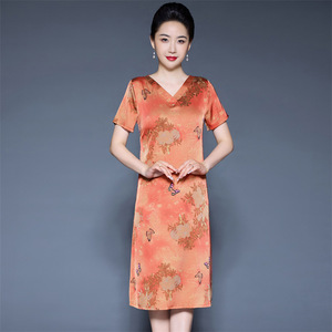 唯品会特卖清仓特价处理断码真丝香云纱桑蚕丝连衣裙女装品牌正品
