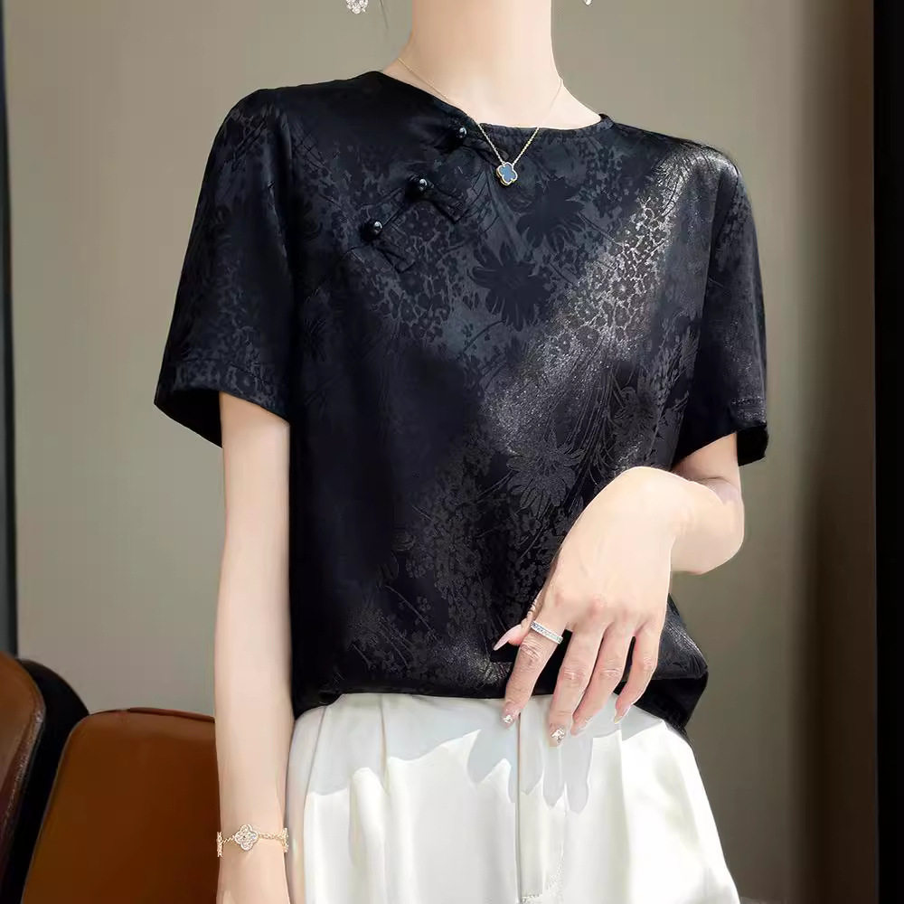 潮唯品会特卖清仓特价处理断码短袖桑蚕丝真丝上衣女装品牌正品夏