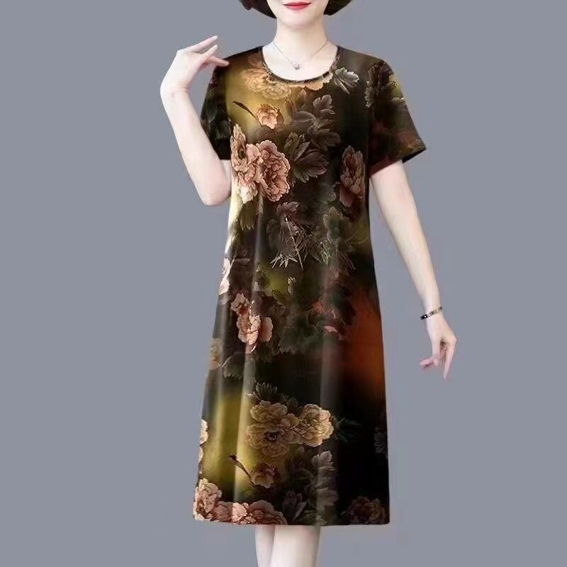 潮唯品会特卖清仓特价处理断码真丝桑蚕丝短袖连衣裙女装品牌正品