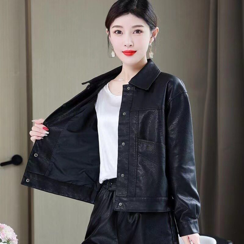 潮唯品会特卖清仓特价处理断码短款女皮衣品牌正品春秋新款外套