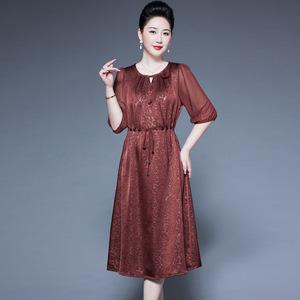 唯品会特卖清仓特价处理断码真丝香云纱桑蚕丝连衣裙女装品牌正品