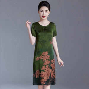 唯品会特卖清仓特价处理断码真丝香云纱桑蚕丝连衣裙女装品牌正品